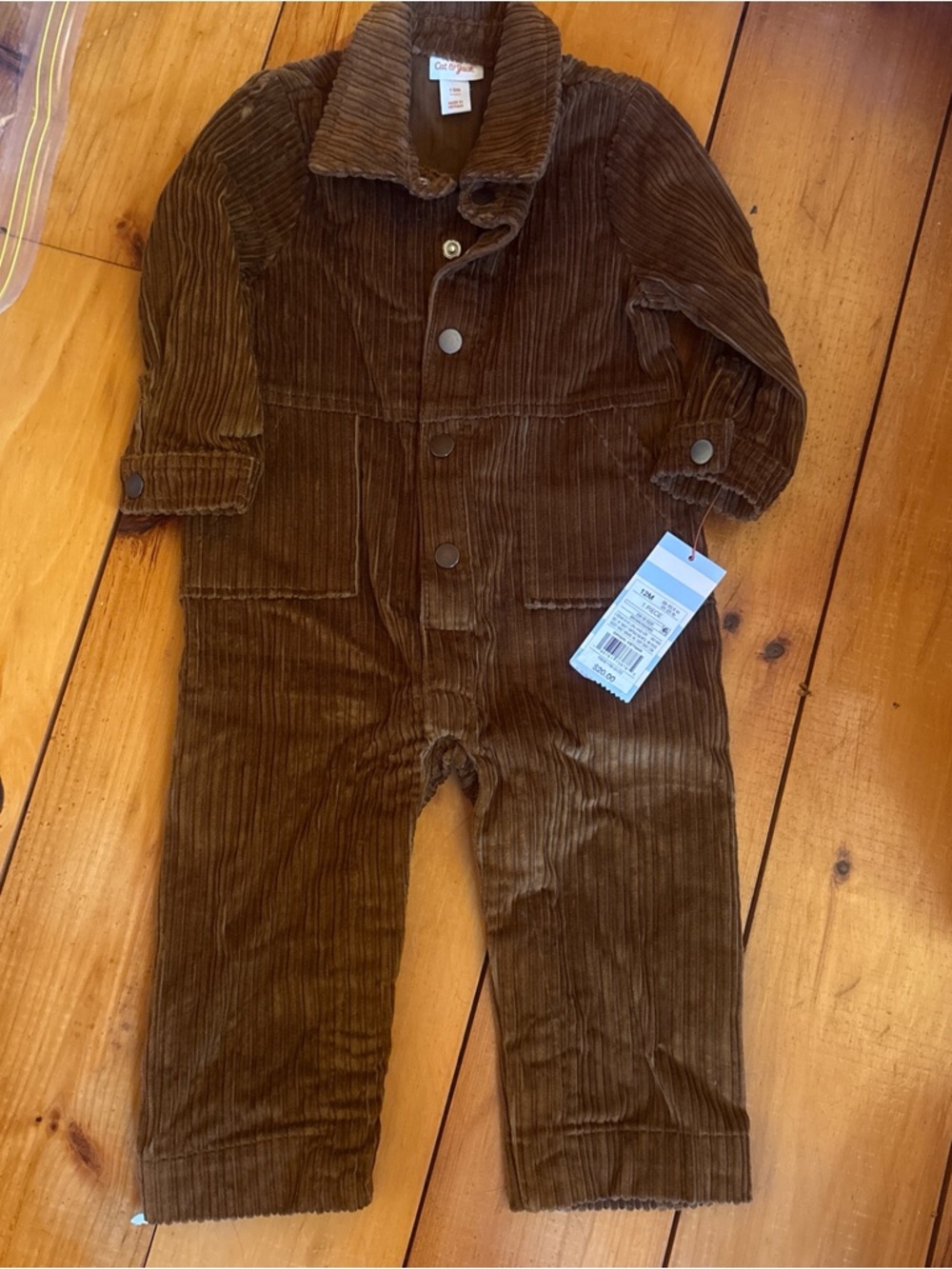 NWT Cat & Jack Corduroy Baby Jumpsuit in Rich Brown